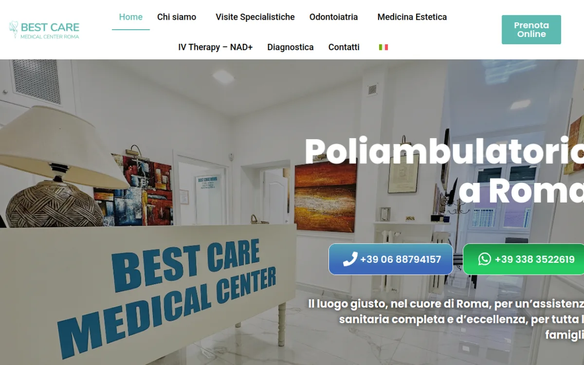 Home del sito Best Care, poliambulatorio medico a Roma, realizzato da Karaly su WordPress