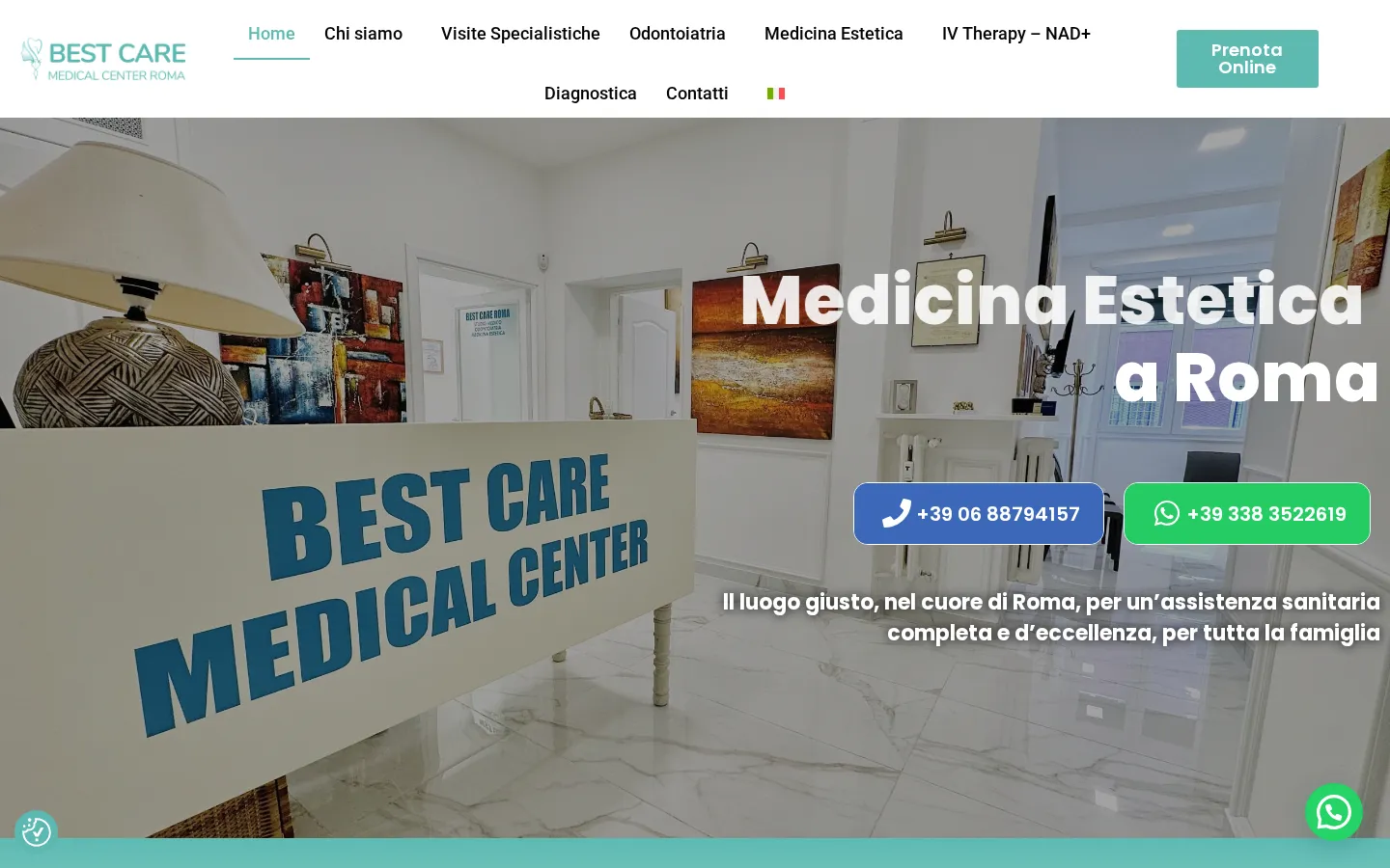 Home del sito Best Care, poliambulatorio medico a Roma, realizzato da Karaly su WordPress